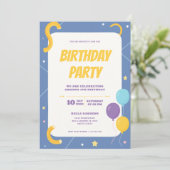 バルーンカラフル誕生日パーティーへの招待 招待状 (スタンド正面)