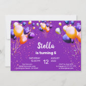バルーンカラフル誕生日パーティーへの招待 招待状 (正面)