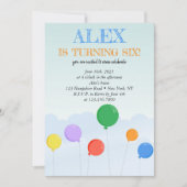 バルーンカラフル誕生日パーティー 招待状 (正面)