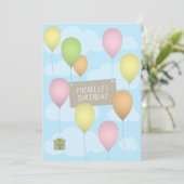 バルーンカラフル誕生日フラットグリーティングカード (スタンド正面)