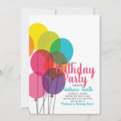 バルーンカラフル誕生日招待状 招待状 (正面)