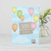 バルーンカラフル誕生日招待状 招待状 (スタンド正面)