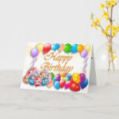 バルーンカラフル誕生日 カード (黄色い花)