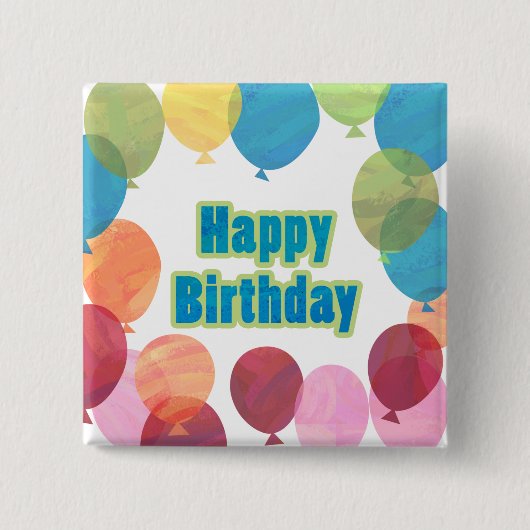バルーンカラフル誕生日 缶バッジ (正面)