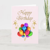バルーンカラフル金ゴールド星ハッピーバースデー カード (正面)