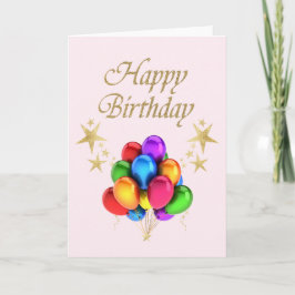 バルーンカラフル金ゴールド星ハッピーバースデー カード