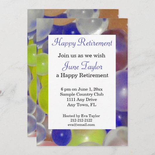 バルーンカラフル除去パーティの招待状 招待状 (正面/裏面)