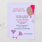 バルーンカラフル&マルティーニメガネ誕生パーティー 招待状 (正面/裏面)