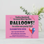 バルーンカワイイおもしろいポップ・アートの誕生日 招待状 (スタンド正面)