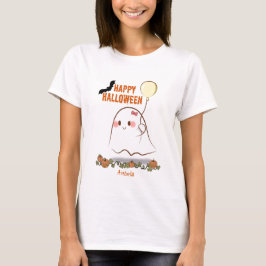 バルーンガールの名前を持つかわいいハロウィーンの幽霊 Tシャツ