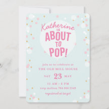 バルーンガールポップ・アートのベビーシャワー招待状へ