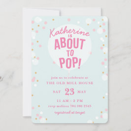 バルーンガールポップ・アートのベビーシャワー招待状へ シーズンカード