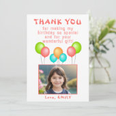 バルーンガール誕生日写真 サンキューカード (スタンド正面)