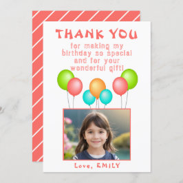 バルーンガール誕生日写真 サンキューカード