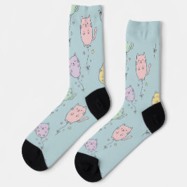 バルーンキャットパターン かわいいミニマリストキッズ ソックス