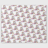 バルーンギフトボックス誕生日かわいいユニコーン ラッピングペーパー (フラット)