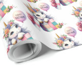 バルーンギフトボックス誕生日かわいいユニコーン ラッピングペーパー (ロールコーナー)