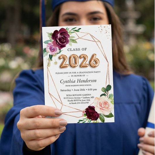 バルーンクラス2023パープルフローラ卒業 招待状