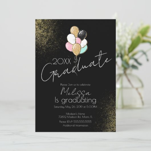 バルーングリッター大学高等学校卒業パーティー 招待状 (スタンド正面)