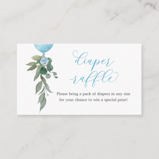 バルーングリーンおむつラッフルベビーシャワー エンクロージャーカード (正面)