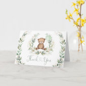 バルーングリーンリーユーカリリース付テディベア カード (黄色い花)