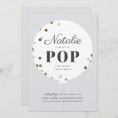 バルーングレーポップ・アートのの赤ちゃんシャワー準備ができて 招待状 (正面/裏面)