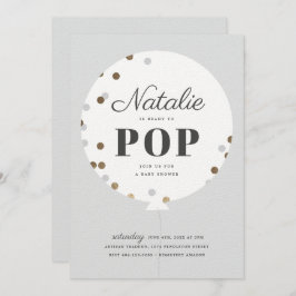 バルーングレーポップ・アートのの赤ちゃんシャワー準備ができて 招待状