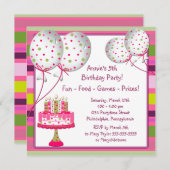 バルーンケーキガールズ4th誕生日パーティー 招待状 (正面/裏面)