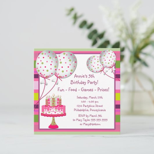 バルーンケーキガールズ4th誕生日パーティー 招待状 (スタンド正面)