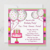 バルーンケーキガールズ4th誕生日パーティー 招待状 (正面)