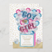 バルーンサプライズボックス性別による招待の表示 招待状 (正面/裏面)