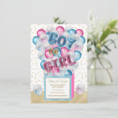 バルーンサプライズボックス性別による招待の表示 招待状 (スタンド正面)