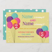 バルーンシェアバースデーパーティー紙吹雪ボーイガールズ 招待状 (正面/裏面)