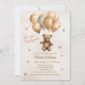 バルーンシャワー付きボホーテディベア招待状 招待状 (正面)