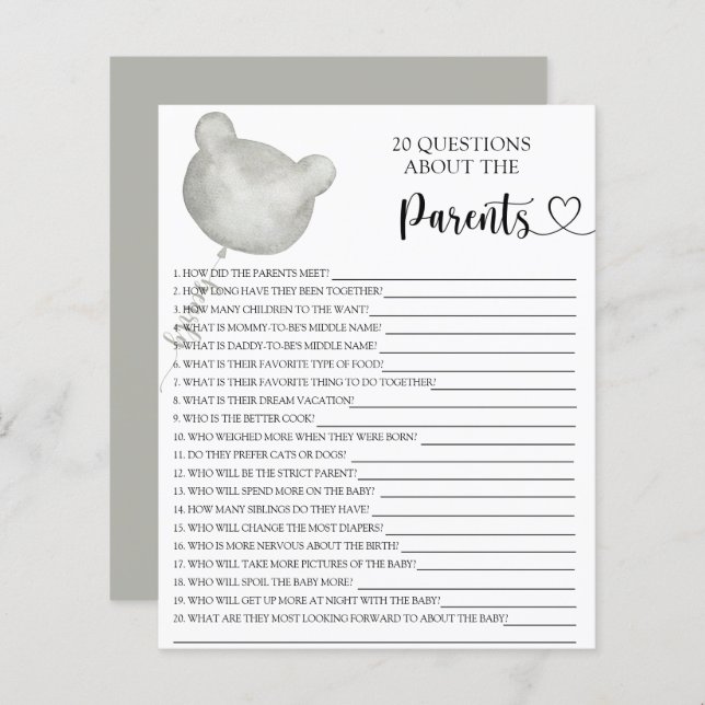 バルーンシルバーベアの親についてのゲーム (正面/裏面)