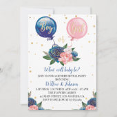 バルーンジェンダーリビール招待状少年または少女 招待状 (正面)