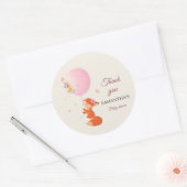 バルーンステッカー付きの可愛いキツネ ラウンドシール (封筒)