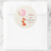 バルーンステッカー付きの可愛いキツネ ラウンドシール (バッグ)