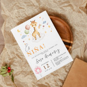 バルーンスペインの付きベビーガールシャワーキリン 招待状