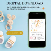 バルーンスペインの付きベビーガールシャワーキリン 招待状