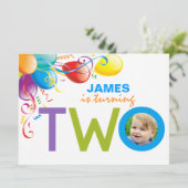 バルーンズ・ボーイ2歳の誕生パーティー |フォト招待状 招待状 (スタンド正面)