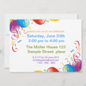 バルーンズ・ボーイ・ファースト・バースデー・パーティー |フォト招待状 招待状 (裏面)