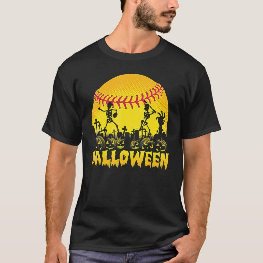 バルーンソフトボールハロウィンカボチャの衣装 Tシャツ (正面)