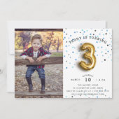 バルーンタイプ |フォトThird Birthday Party招待状 招待状 (正面)