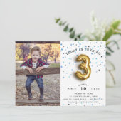 バルーンタイプ |フォトThird Birthday Party招待状 招待状 (スタンド正面)