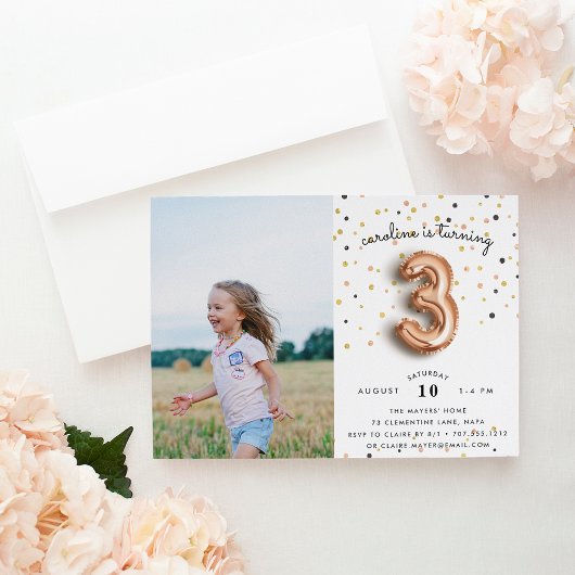 バルーンタイプ |フォトThird Birthday Party招待状 招待状