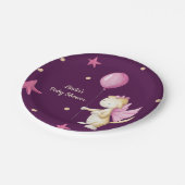 バルーンダークピンクの女の子の赤ちゃんシャワー付きドラゴン ペーパープレート (アングル)