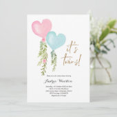 バルーンツインボーイガールベビーシャワー招待状 招待状 (スタンド正面)