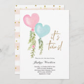 バルーンツインボーイガールベビーシャワー招待状 招待状 (正面/裏面)