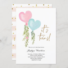 バルーンツインボーイガールベビーシャワー招待状 招待状